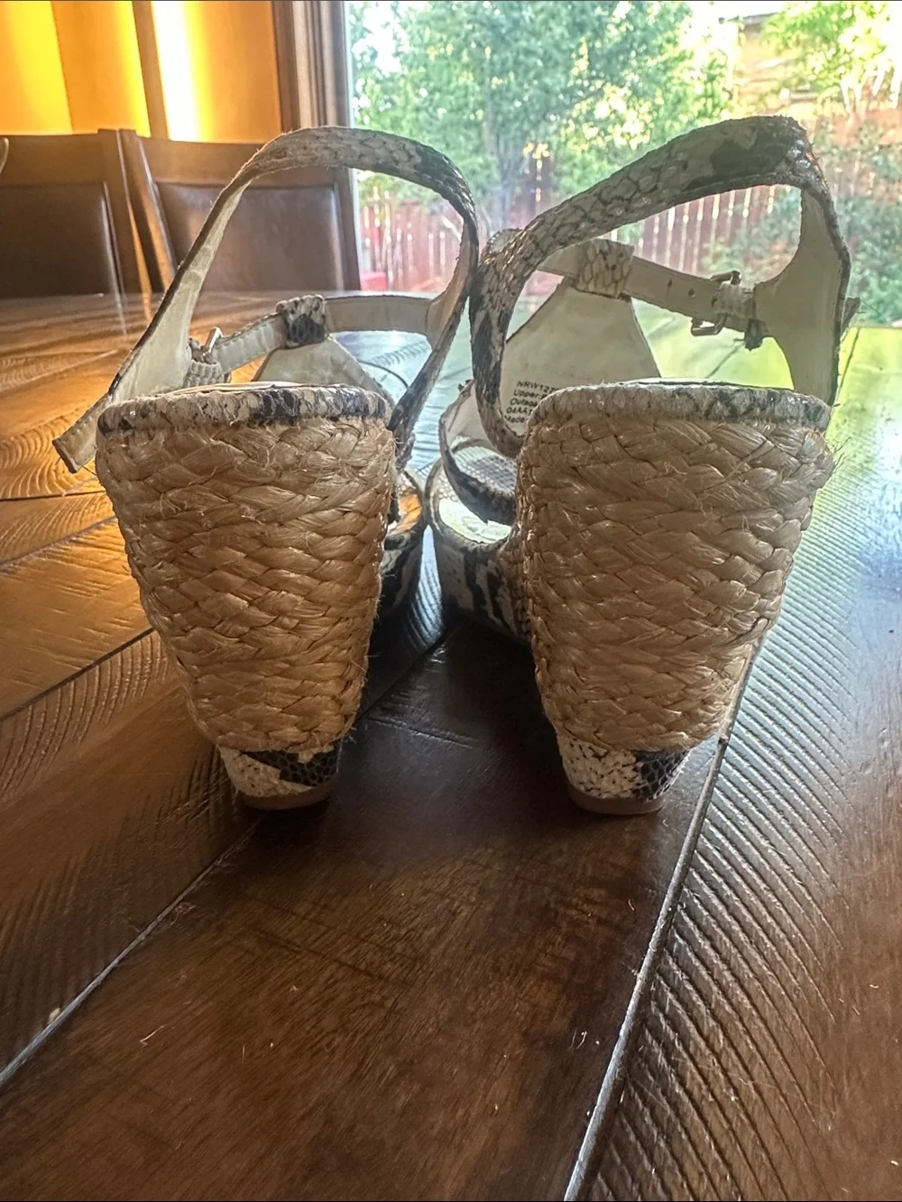 Not Rated Black & White Snake Print Wedge Sandals